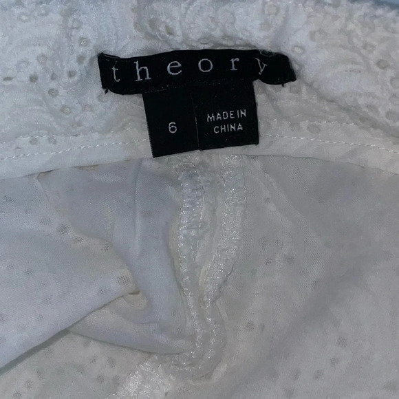 Theory White Cotton Embroidery Shorts Size 6 - Picture 4 of 6